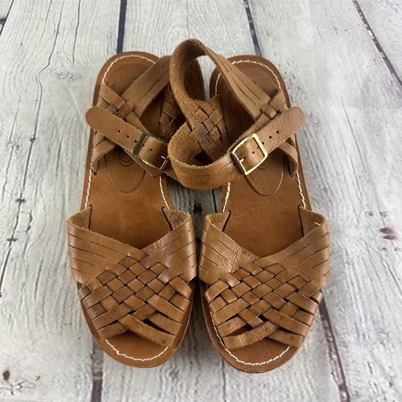 Rapallo Genuine Leather Slingback Brown Woven 528-22526-528-9500 Sandals Size 5M - Picture 3 of 10